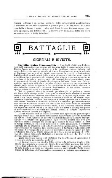 La vita rivista mensile dell'Unione giovanile per la moralità