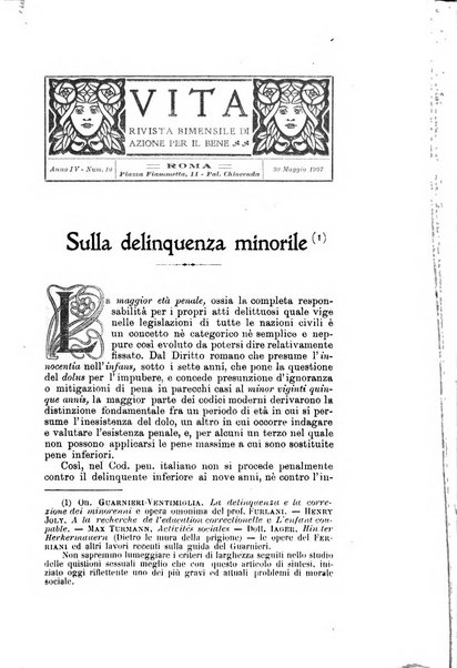 La vita rivista mensile dell'Unione giovanile per la moralità