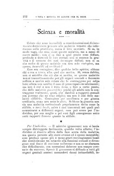 La vita rivista mensile dell'Unione giovanile per la moralità