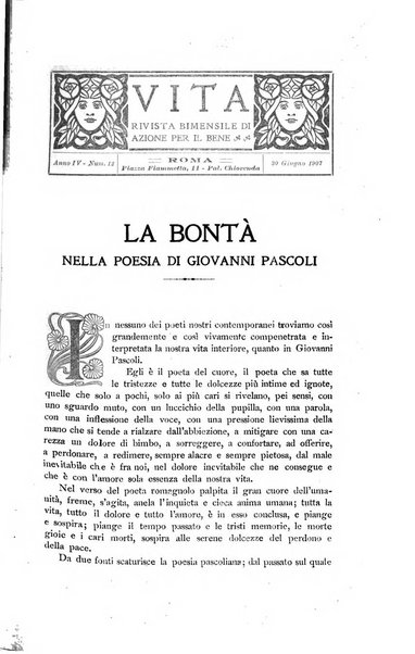 La vita rivista mensile dell'Unione giovanile per la moralità