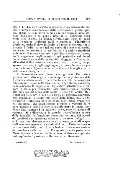 La vita rivista mensile dell'Unione giovanile per la moralità