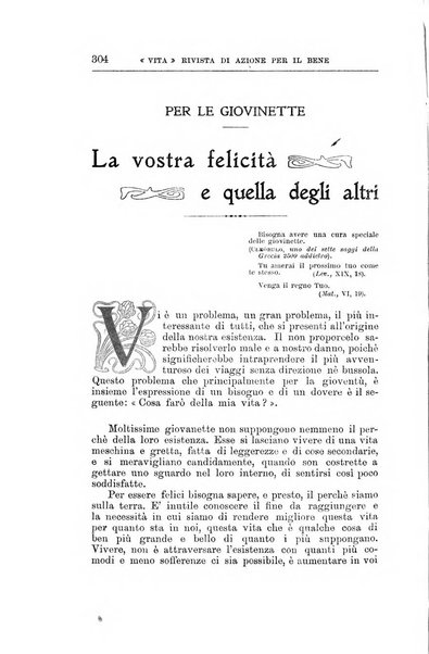 La vita rivista mensile dell'Unione giovanile per la moralità