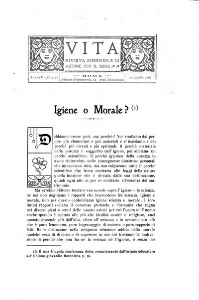 La vita rivista mensile dell'Unione giovanile per la moralità