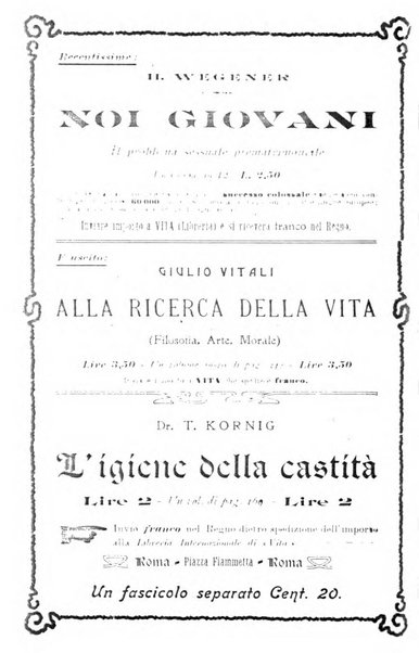 La vita rivista mensile dell'Unione giovanile per la moralità