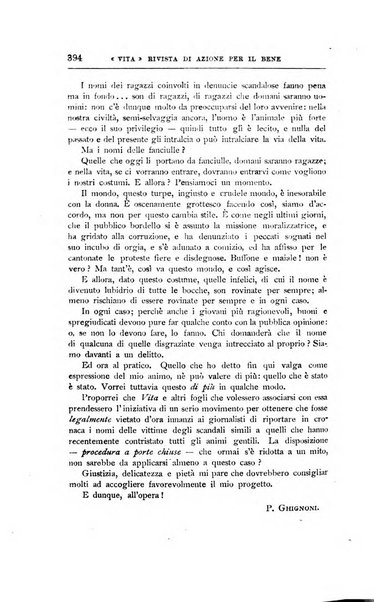 La vita rivista mensile dell'Unione giovanile per la moralità