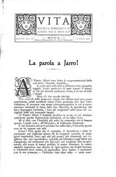 La vita rivista mensile dell'Unione giovanile per la moralità