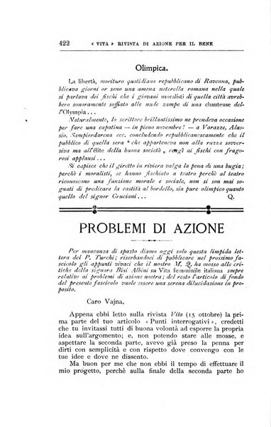 La vita rivista mensile dell'Unione giovanile per la moralità