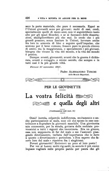 La vita rivista mensile dell'Unione giovanile per la moralità