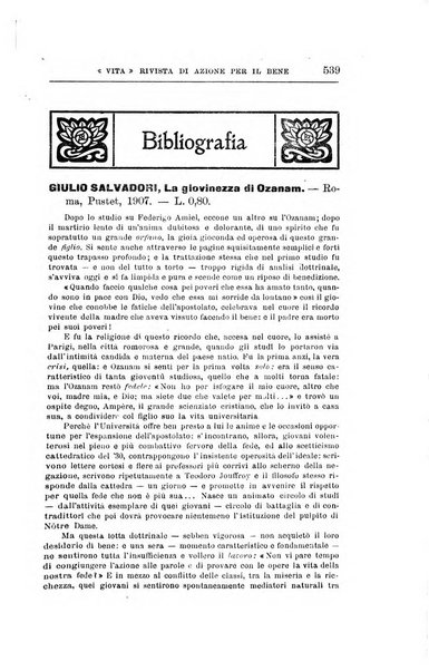 La vita rivista mensile dell'Unione giovanile per la moralità