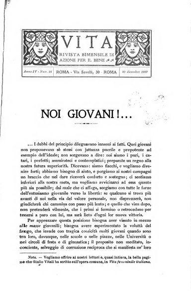 La vita rivista mensile dell'Unione giovanile per la moralità