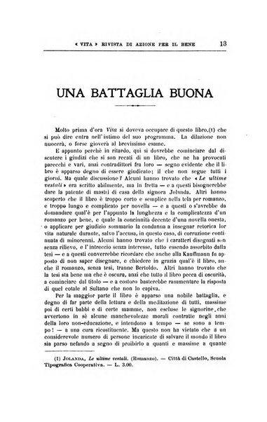 La vita rivista mensile dell'Unione giovanile per la moralità