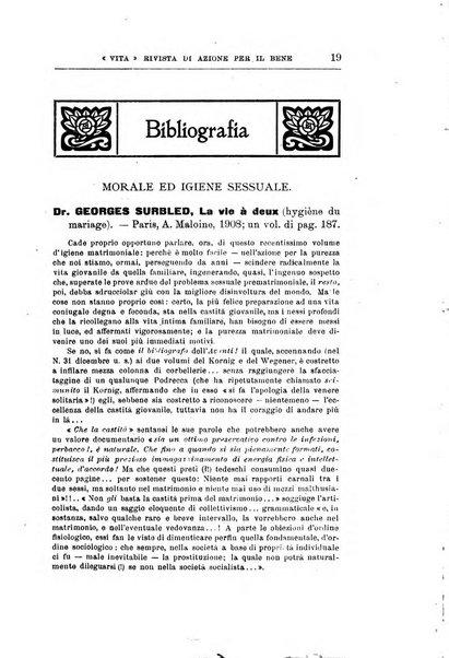 La vita rivista mensile dell'Unione giovanile per la moralità