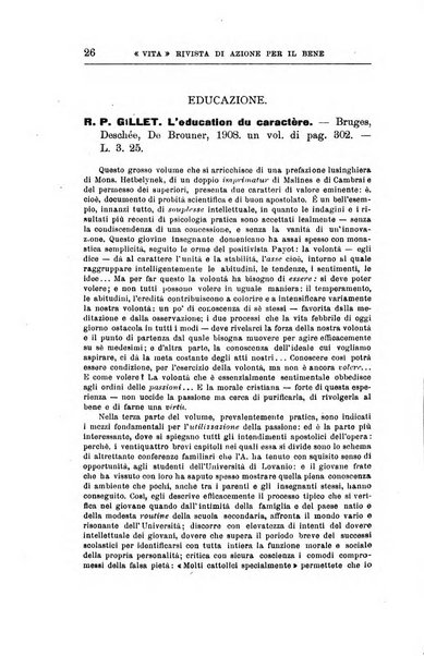 La vita rivista mensile dell'Unione giovanile per la moralità