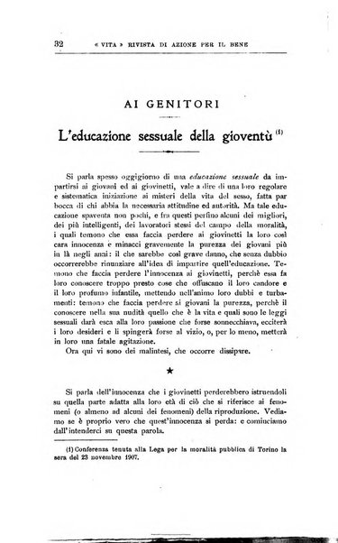 La vita rivista mensile dell'Unione giovanile per la moralità