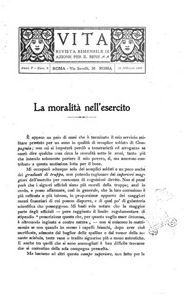 La vita rivista mensile dell'Unione giovanile per la moralità