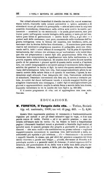 La vita rivista mensile dell'Unione giovanile per la moralità