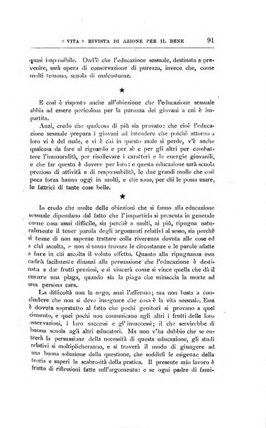 La vita rivista mensile dell'Unione giovanile per la moralità