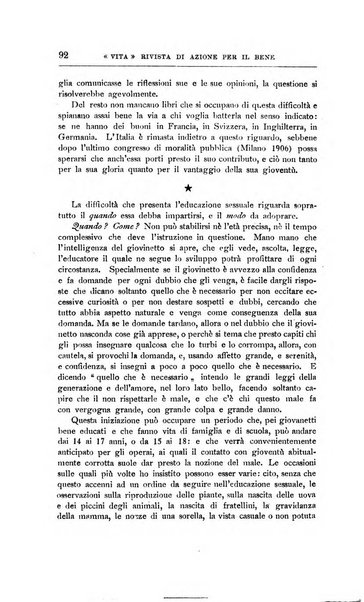 La vita rivista mensile dell'Unione giovanile per la moralità