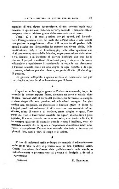 La vita rivista mensile dell'Unione giovanile per la moralità