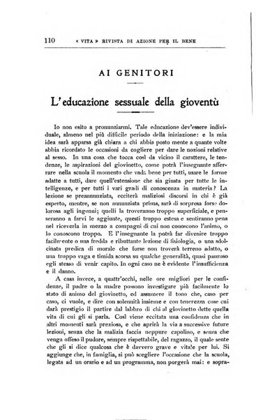 La vita rivista mensile dell'Unione giovanile per la moralità