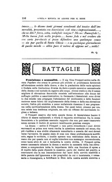 La vita rivista mensile dell'Unione giovanile per la moralità