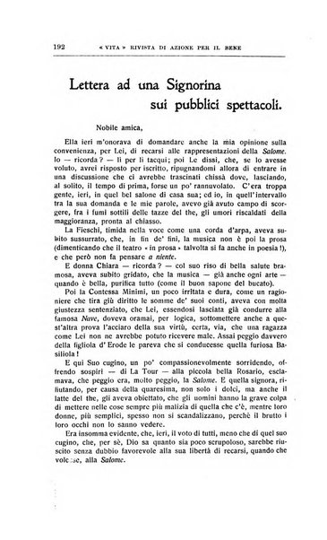 La vita rivista mensile dell'Unione giovanile per la moralità