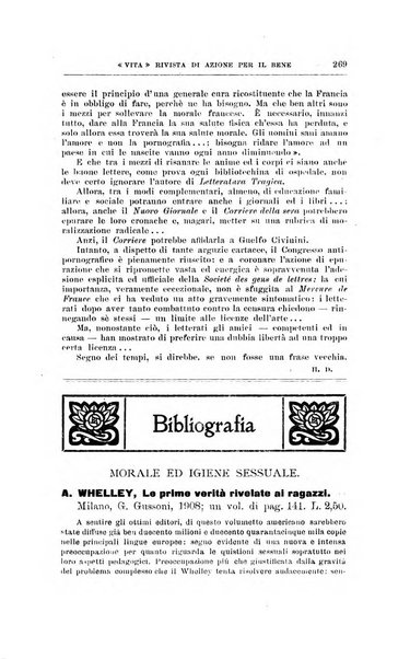 La vita rivista mensile dell'Unione giovanile per la moralità