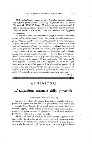 La vita rivista mensile dell'Unione giovanile per la moralità