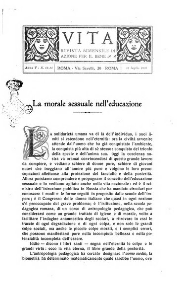 La vita rivista mensile dell'Unione giovanile per la moralità