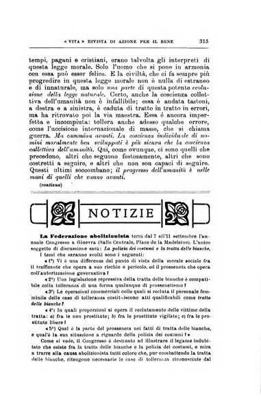 La vita rivista mensile dell'Unione giovanile per la moralità