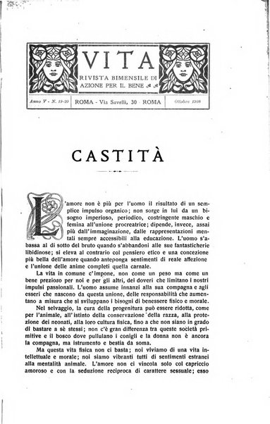 La vita rivista mensile dell'Unione giovanile per la moralità