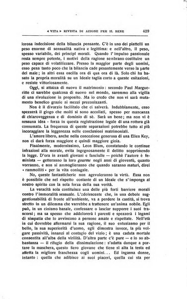 La vita rivista mensile dell'Unione giovanile per la moralità