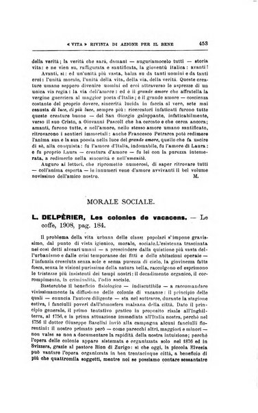 La vita rivista mensile dell'Unione giovanile per la moralità