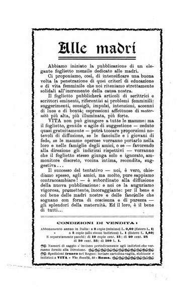 La vita rivista mensile dell'Unione giovanile per la moralità