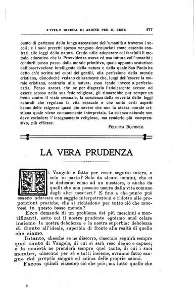 La vita rivista mensile dell'Unione giovanile per la moralità