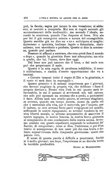 La vita rivista mensile dell'Unione giovanile per la moralità