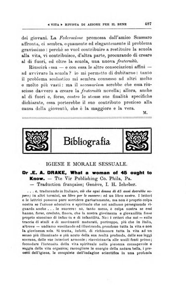 La vita rivista mensile dell'Unione giovanile per la moralità