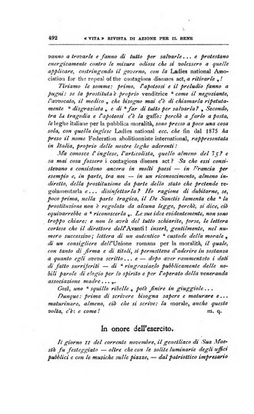 La vita rivista mensile dell'Unione giovanile per la moralità