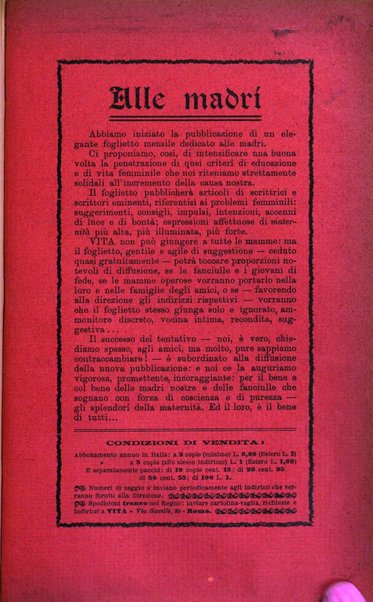 La vita rivista mensile dell'Unione giovanile per la moralità