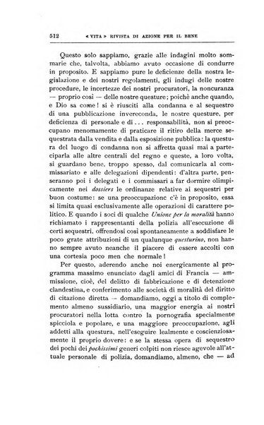 La vita rivista mensile dell'Unione giovanile per la moralità