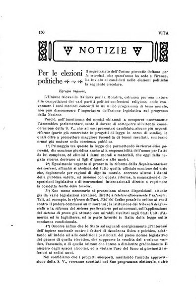 La vita rivista mensile dell'Unione giovanile per la moralità