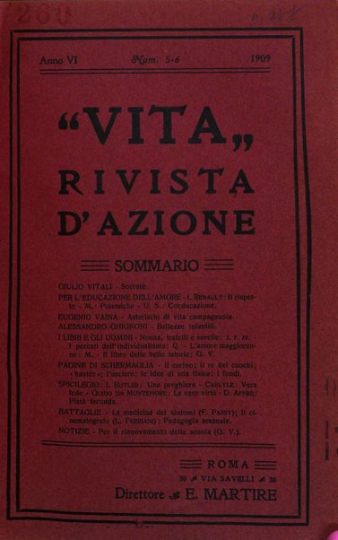 La vita rivista mensile dell'Unione giovanile per la moralità