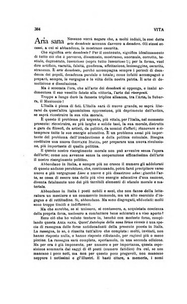 La vita rivista mensile dell'Unione giovanile per la moralità