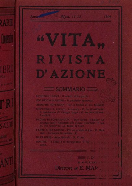 La vita rivista mensile dell'Unione giovanile per la moralità