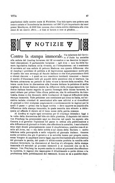 La vita rivista mensile dell'Unione giovanile per la moralità