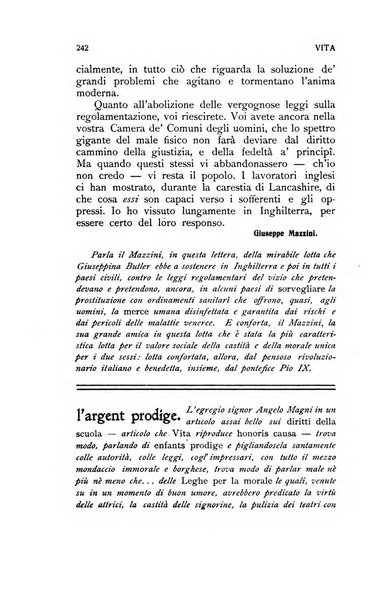 La vita rivista mensile dell'Unione giovanile per la moralità