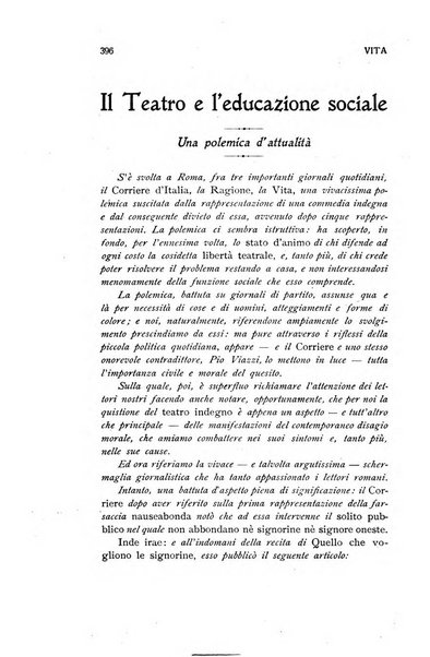 La vita rivista mensile dell'Unione giovanile per la moralità