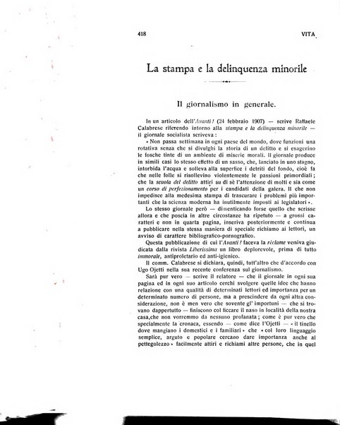 La vita rivista mensile dell'Unione giovanile per la moralità