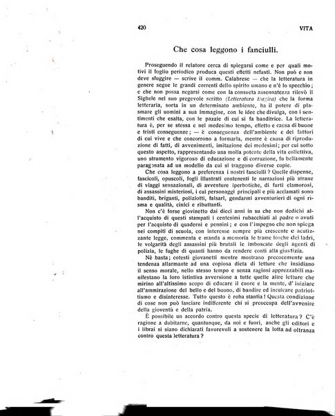 La vita rivista mensile dell'Unione giovanile per la moralità