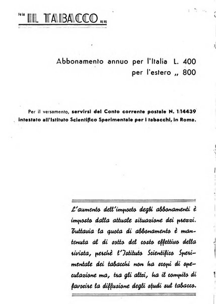 Il tabacco organo dell'industria e del commercio del tabacco